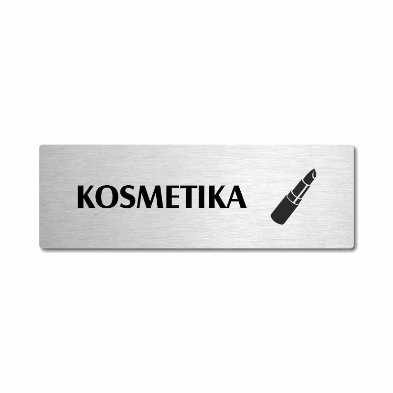 Kosmetika, stříbrná popiska na dveře